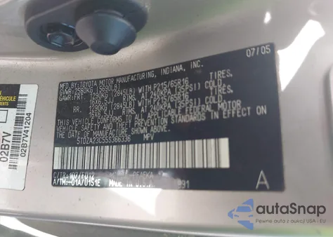2005 Toyota Sienna Ce from USA, damaged, VIN 5TDZA23C55S366336